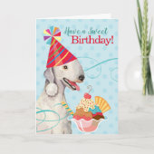 Carte Sweet Birthday Bedlington Terrier (Devant)