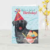 Carte Sweet Birthday Black Lab (Fleur jaune)