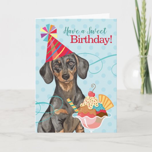 Carte Sweet Birthday Dachshund (Devant)