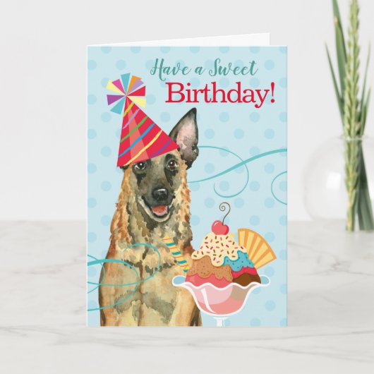 Carte Sweet Birthday Malinois (Devant)