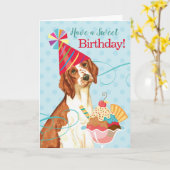 Carte Sweet Birthday Welsh Springer Spaniel (Fleur jaune)