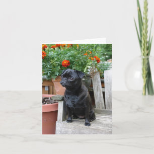 Carte Sweet Black Pug Note Card - blank