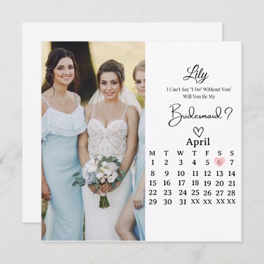 Carte Sweet Bridesmaid Proposal Flat Card (Devant / Derrière)