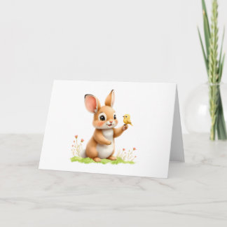 Carte Sweet Bunny et l'amitié des oiseaux