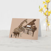 Carte Sweet Giraffe Jouer Piano (Fleur jaune)