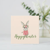 Carte Sweet Girl Bunny Pâques plat (Debout devant)