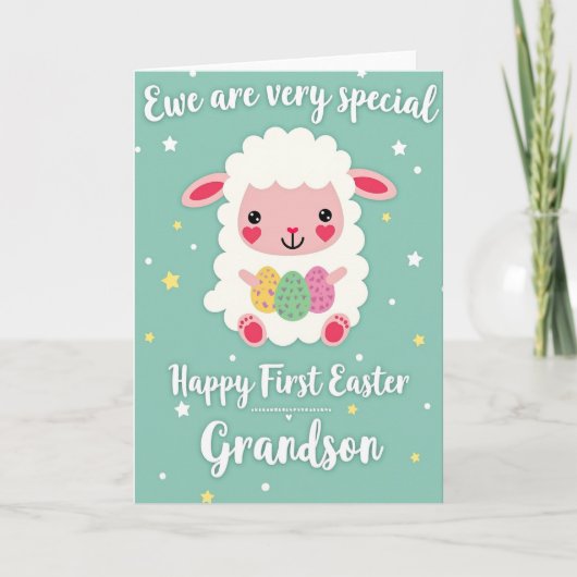 Carte Sweet Lamb Easter Grandson Card (Devant)