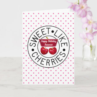 Carte SWEET like CHERRIES Retro Vintage Timbre Anniversa
