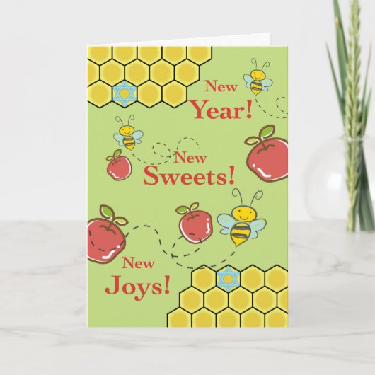 Carte Sweet New Year, Rosh Hashanah, Apples and Bees (Devant)