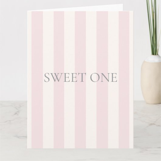 Carte Sweet One, sac cadeau, rose, rayures (Devant)