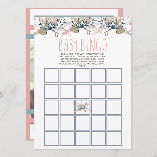 Carte Sweet Pastel Boho Floral Baby Photo (Devant / Derrière)