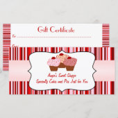 Carte Sweet Shoppe Cupcake Business Certificat cadeau (Devant / Derrière)