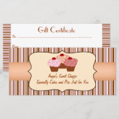 Carte Sweet Shoppe Cupcake Business Certificat cadeau (Devant / Derrière)