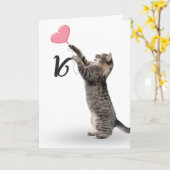 Carte Sweet sixteen anniversaire tabby chat (Fleur jaune)