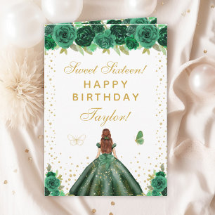 Carte Sweet sixteen Brown Floral Vert