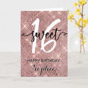 Carte sweet sixteen Joyeux anniversaire Rose Gold Chic