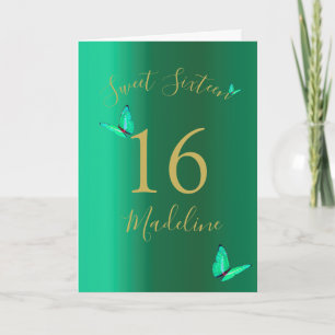 Carte Sweet SixteenEmerald Green Butterflies Anniversair
