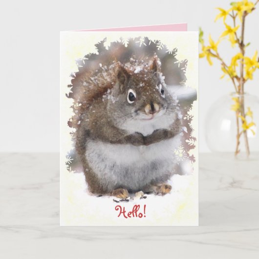 Carte Sweet Squirrel Penser à vous (Fleur jaune)