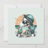 Carte Sweet Summer Skeleton Retro Sunset Design (Devant)