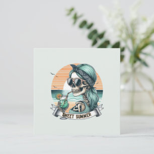 Carte Sweet Summer Skeleton Retro Sunset Design