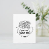 Carte Sweet Tea Line Art Valentine's Day Card (Debout devant)