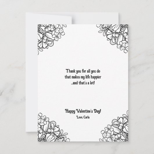 Carte Sweet Tea Line Art Valentine's Day Card (Dos)