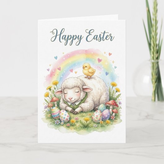 Carte Sweet Watercolor Sheep Easter Card (Devant)