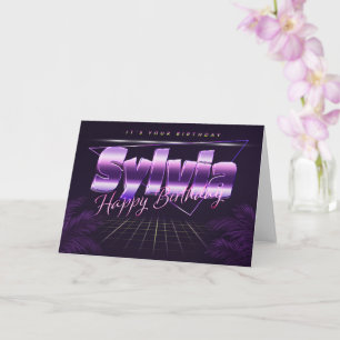 Carte Sylvia Nom Prénom lila retro Map Anniversaire