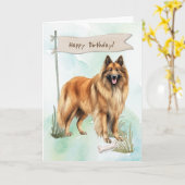 Carte Symbole belge Tervuren Dog Extérieur Sous Annivers (Fleur jaune)