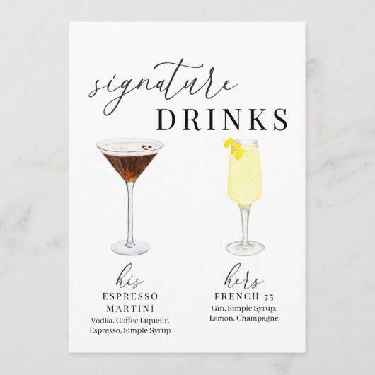 Carte Symbole boisson moderne Elegant (Devant)