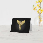 Carte Symbole caducee polygonal or (Fleur jaune)