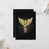 Carte Symbole caducee polygonal or (Devant/Arrière en situation)