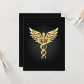 Carte Symbole caducee polygonale en or (Devant/Arrière en situation)