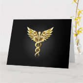 Carte Symbole caducee polygonale en or (Fleur jaune)