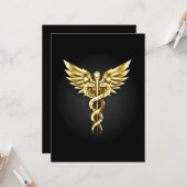 Carte Symbole caducee polygonale en or (Devant/Arrière en situation)