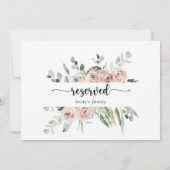 Carte Symbole classique Rose Floral Mariage Réservé (Dos)