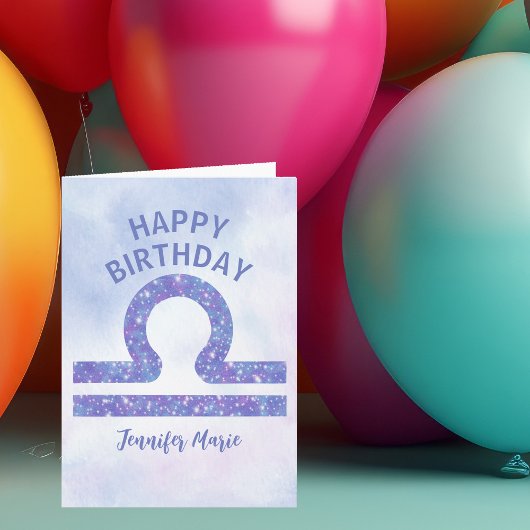 Carte Symbole Cute Libra Custom Purple Joyeux anniversai