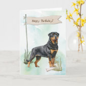 Carte Symbole d'anniversaire de la race de chien Rottwei (Fleur jaune)