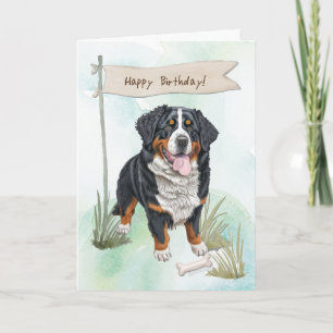 Carte Symbole d'anniversaire du chien de race bernoise