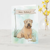 Carte Symbole d'anniversaire du chien de Terrier rougeot (Fleur jaune)