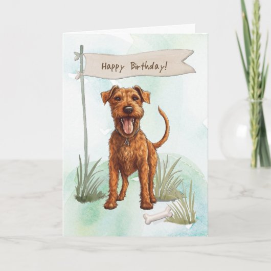 Carte Symbole d'anniversaire irlandais Terrier Dog en pl (Devant)