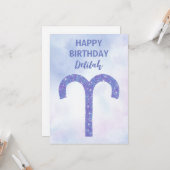 Carte Symbole d'astrologie de Cute Aries personnalisé (Devant/Arrière en situation)