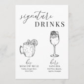 Carte Symbole de boisson moderne élégant noir & blanc (Devant)