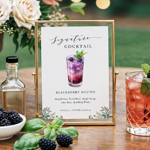 Carte Symbole de cocktail Blackberry Mojito Signature Bo