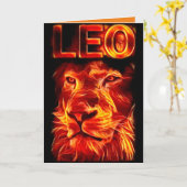 Carte Symbole de feu Leo Lion Anniversaire (Fleur jaune)