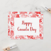 Carte Symbole de la Feuille d'érable rouge Canada Joyeux (Devant/Arrière en situation)