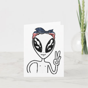 Carte SYMBOLE DE LA PAIX Alien 4 juillet Drapeau América