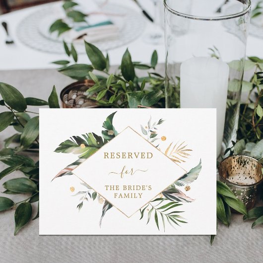 Carte Symbole de la table de réserve de Mariage Feuille