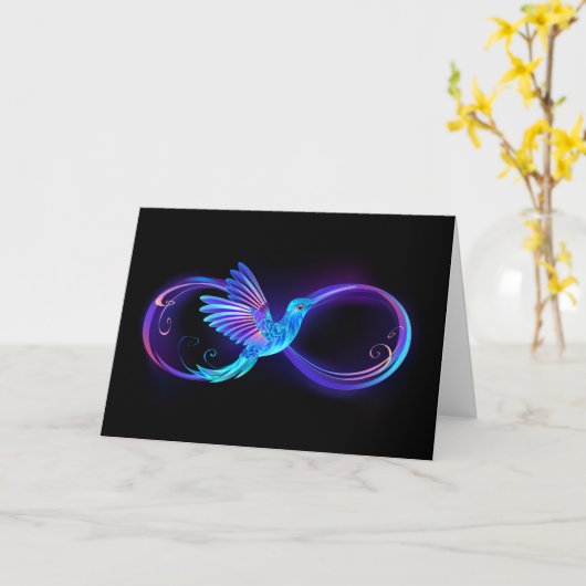 Carte Symbole de Neon Infinity par Glowing Hummingbird (Fleur jaune)