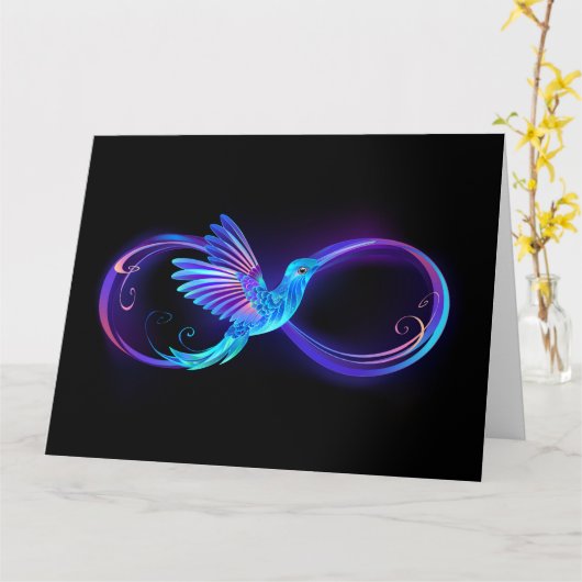 Carte Symbole de Neon Infinity par Glowing Hummingbird (Fleur jaune)
